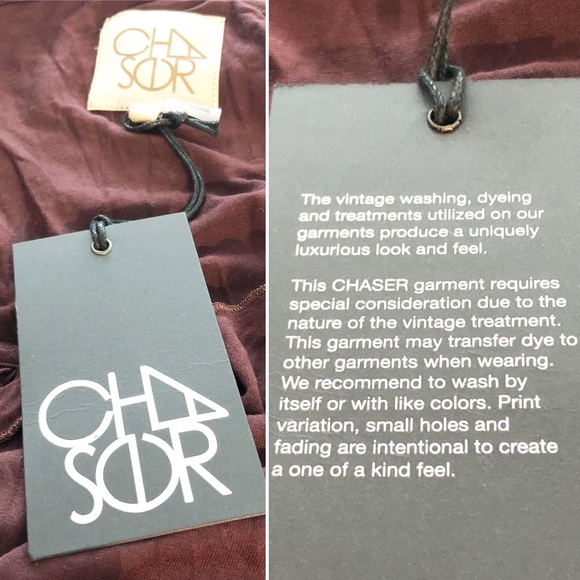 NWT CHASER Brown Off the Shoulder w/ V-Halter Neckline Long Sleeve Mini Dress M - Picture 12 of 13